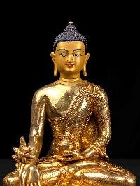 [medicine Buddha] Handmade Nepali Buddhist Statue, [full Gold Plated], [face Painted]