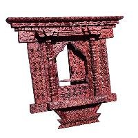 [premium] Traditional Newari Wooden [hand Carved Door Design For Decoration], Natural Wood,