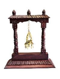 Buddhist Handmade Traditional Table Oil Lamp On Wooden Frame