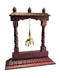 Buddhist Handmade Traditional Table Oil Lamp On Wooden Frame