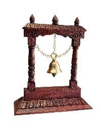 Buddhist Handmade Traditional Table Bell On Wooden Frame