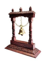 Buddhist Handmade Traditional Table Bell On Wooden Frame