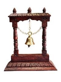 Buddhist Handmade Traditional Table Bell On Wooden Frame