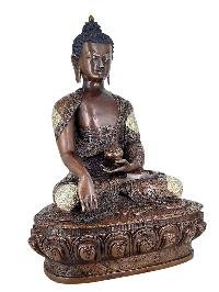 [shakyamuni Buddha] Handmade Nepali Buddhist Statue, [silver And Chocolate Oxidized]