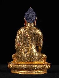 [shakyamuni Buddha] Handmade Nepali Buddhist Statue, [full Gold Plated], [face Painted]