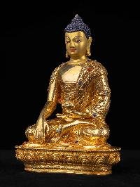 [shakyamuni Buddha] Handmade Nepali Buddhist Statue, [full Gold Plated], [face Painted]