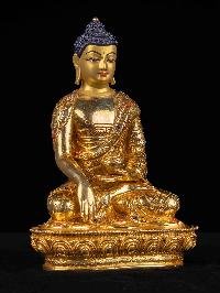 [shakyamuni Buddha] Handmade Nepali Buddhist Statue, [full Gold Plated], [face Painted]