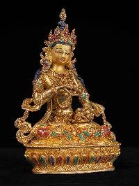[vajrasattva] Handmade Nepali Buddhist Statue, [full Gold Plated], [face Painted]