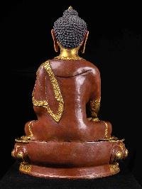 [shakyamuni Buddha] Handmade Nepali Buddhist Statue, [full Gold Plated], [face Painted]