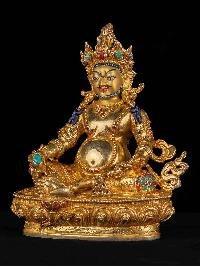 [jambhala] Handmade Nepali Buddhist Statue, [full Gold Plated], [face Painted]