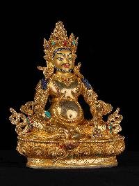 [jambhala] Handmade Nepali Buddhist Statue, [full Gold Plated], [face Painted]