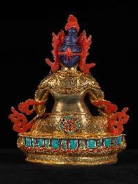 [jambhala] Handmade Nepali Buddhist Statue, [full Gold Plated], [face Painted]