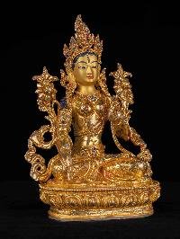 [white Tara] Handmade Nepali Buddhist Statue, [full Gold Plated], [face Painted]