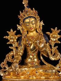 [white Tara] Handmade Nepali Buddhist Statue, [full Gold Plated], [face Painted]