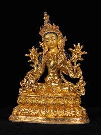 [white Tara] Handmade Nepali Buddhist Statue, [full Gold Plated], [face Painted]