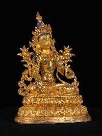[white Tara] Handmade Nepali Buddhist Statue, [full Gold Plated], [face Painted]