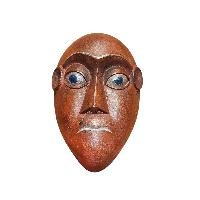 Handmade Wooden Mask, [tribal Mask], Tibetan Style With [traditional Color], [poplar Wood]
