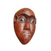 Handmade Wooden Mask, [tribal Mask], Tibetan Style With [traditional Color], [poplar Wood]