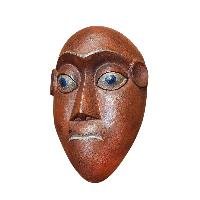 Handmade Wooden Mask, [tribal Mask], Tibetan Style With [traditional Color], [poplar Wood]