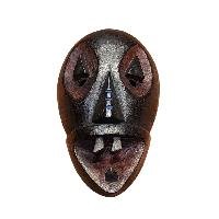Handmade Wooden Mask, [tribal Mask], Tibetan Style With [traditional Color], [poplar Wood]
