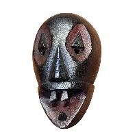 Handmade Wooden Mask, [tribal Mask], Tibetan Style With [traditional Color], [poplar Wood]