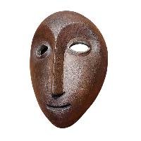 Handmade Wooden Mask, [tribal Mask], Tibetan Style With [traditional Color], [poplar Wood]
