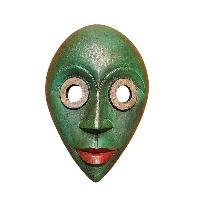Handmade Wooden Mask, [tribal Mask], Tibetan Style With [traditional Color], [poplar Wood]