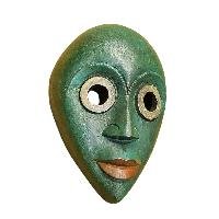 Handmade Wooden Mask, [tribal Mask], Tibetan Style With [traditional Color], [poplar Wood]