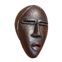 Handmade Wooden Mask, [tribal Mask], Tibetan Style With [traditional Color], [poplar Wood]