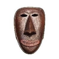 Handmade Wooden Mask, [tribal Mask], Tibetan Style With [traditional Color], [poplar Wood]