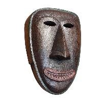 Handmade Wooden Mask, [tribal Mask], Tibetan Style With [traditional Color], [poplar Wood]