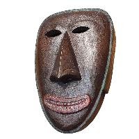 Handmade Wooden Mask, [tribal Mask], Tibetan Style With [traditional Color], [poplar Wood]