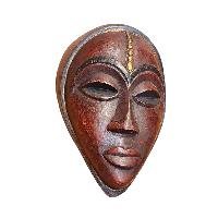 Handmade Wooden Mask, [tribal Mask], Tibetan Style With [traditional Color], [poplar Wood]