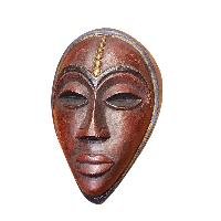 Handmade Wooden Mask, [tribal Mask], Tibetan Style With [traditional Color], [poplar Wood]