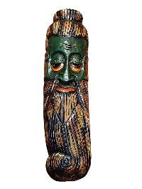 Handmade Wooden Mask, [tribal Mask], Tibetan Style With [traditional Color], [poplar Wood]