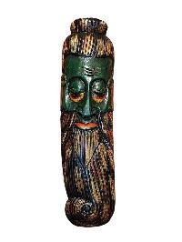 Handmade Wooden Mask, [tribal Mask], Tibetan Style With [traditional Color], [poplar Wood]