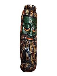Handmade Wooden Mask, [tribal Mask], Tibetan Style With [traditional Color], [poplar Wood]