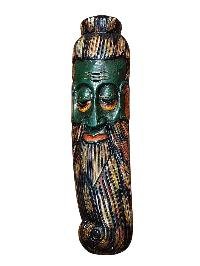 Handmade Wooden Mask, [tribal Mask], Tibetan Style With [traditional Color], [poplar Wood]