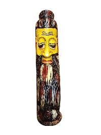 Handmade Wooden Mask, [tribal Mask], Or [long Face] Tibetan Style With [traditional Color], [poplar Wood]