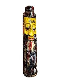 Handmade Wooden Mask, [tribal Mask], Or [long Face] Tibetan Style With [traditional Color], [poplar Wood]