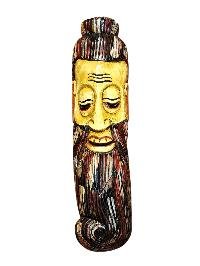 Handmade Wooden Mask, [tribal Mask], Or [long Face] Tibetan Style With [traditional Color], [poplar Wood]