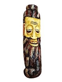 Handmade Wooden Mask, [tribal Mask], Or [long Face] Tibetan Style With [traditional Color], [poplar Wood]
