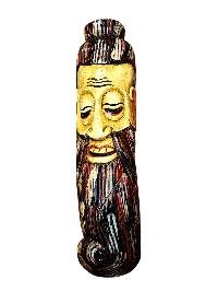 Handmade Wooden Mask, [tribal Mask], Or [long Face] Tibetan Style With [traditional Color], [poplar Wood]
