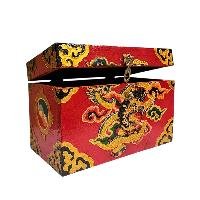 Buddhist Wooden Box With [dragon] Design, Tibetan Style With Traditional Color