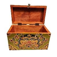 Buddhist Wooden Box With [cheppu] Design, Tibetan Style With Traditional Color