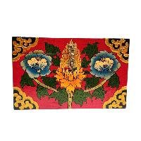 Buddhist Wooden Box With [flower] Design, Tibetan Style With Traditional Color