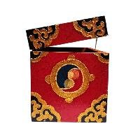 Buddhist Wooden Box With [flower] Design, Tibetan Style With Traditional Color