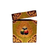 Buddhist Wooden Box With [snow Lion] Design, Tibetan Style With Traditional Color
