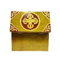 Buddhist Wooden Box With [snow Lion] Design, Tibetan Style With Traditional Color