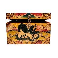 Buddhist Wooden Box With [snow Lion] Design, Tibetan Style With Traditional Color